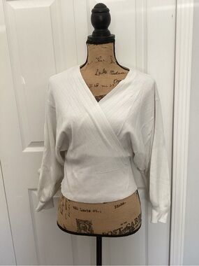 White Knit Wrap-Style Sweater